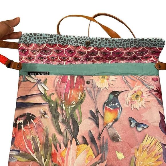 Wren Designs x Susan B Purse Botanical Paper Laptop Sleeve Messenger Adjustable - Picture 2 of 8